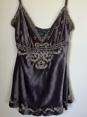 Ralph Lauren Blue Label Vintage Collection Velvet Embellished Camisole size 8